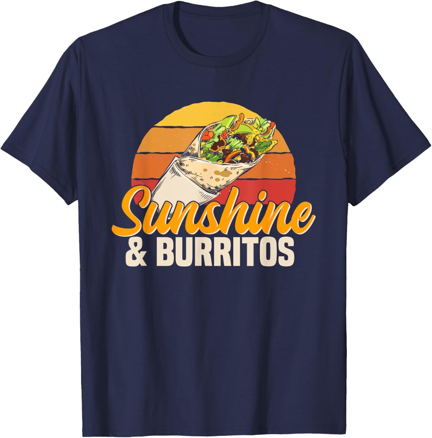 Sunshine & Burritos Mexican Food Retro Vintage Men Women Girls Kids T-Shirt - T-Shirt | Navy