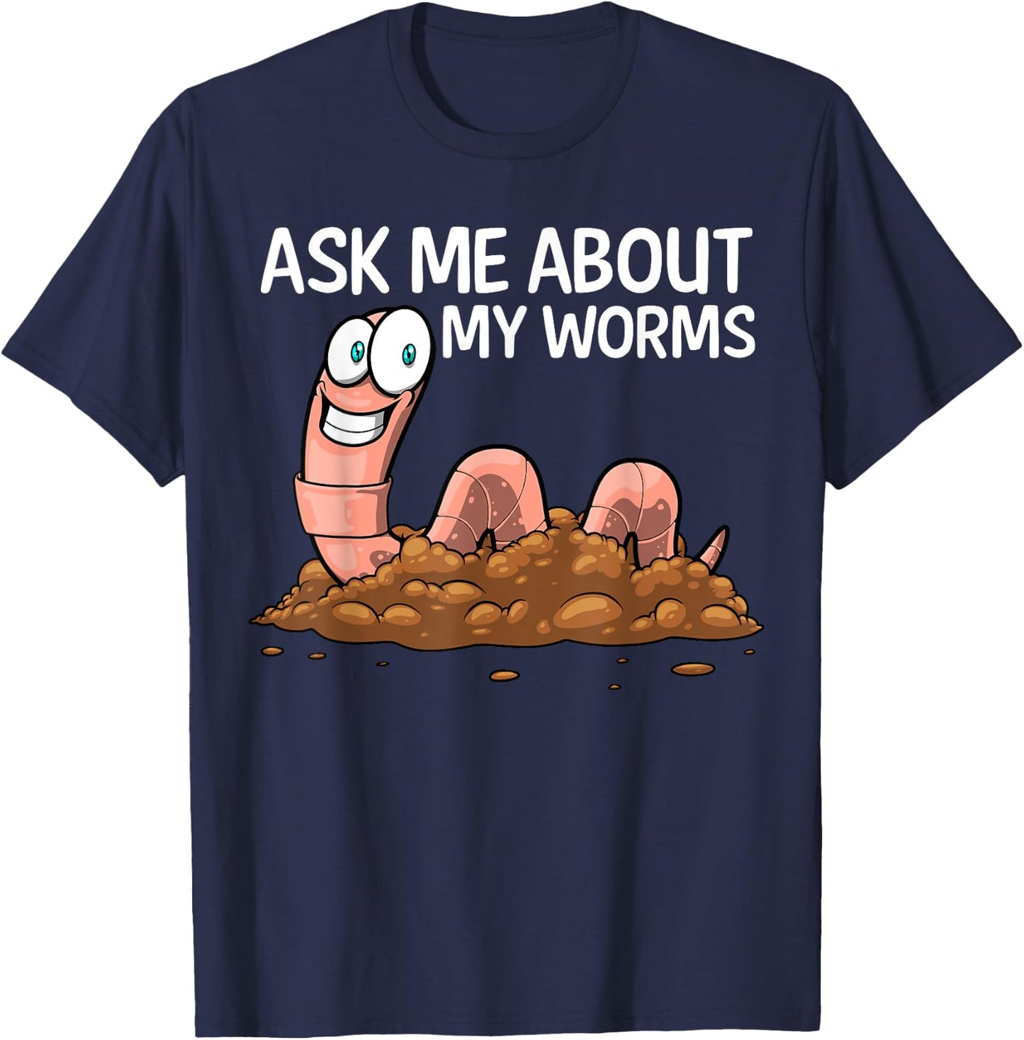 Funny Worm Art Women Worm Farming Composting Casting T-Shirt - T-Shirt | Navy
