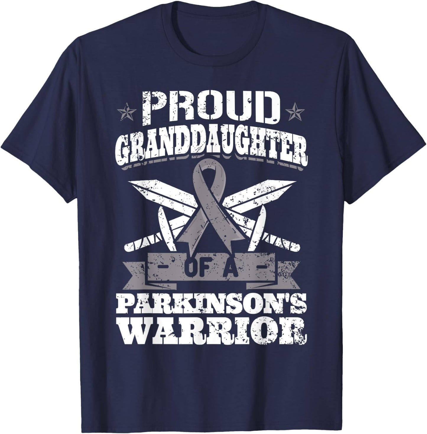 Proud Granddaughter Of A Parkinson's Warrior PD Awareness T-Shirt - T-Shirt | Navy