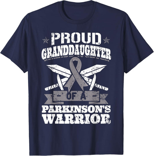 Proud Granddaughter Of A Parkinson's Warrior PD Awareness T-Shirt - T-Shirt | Navy