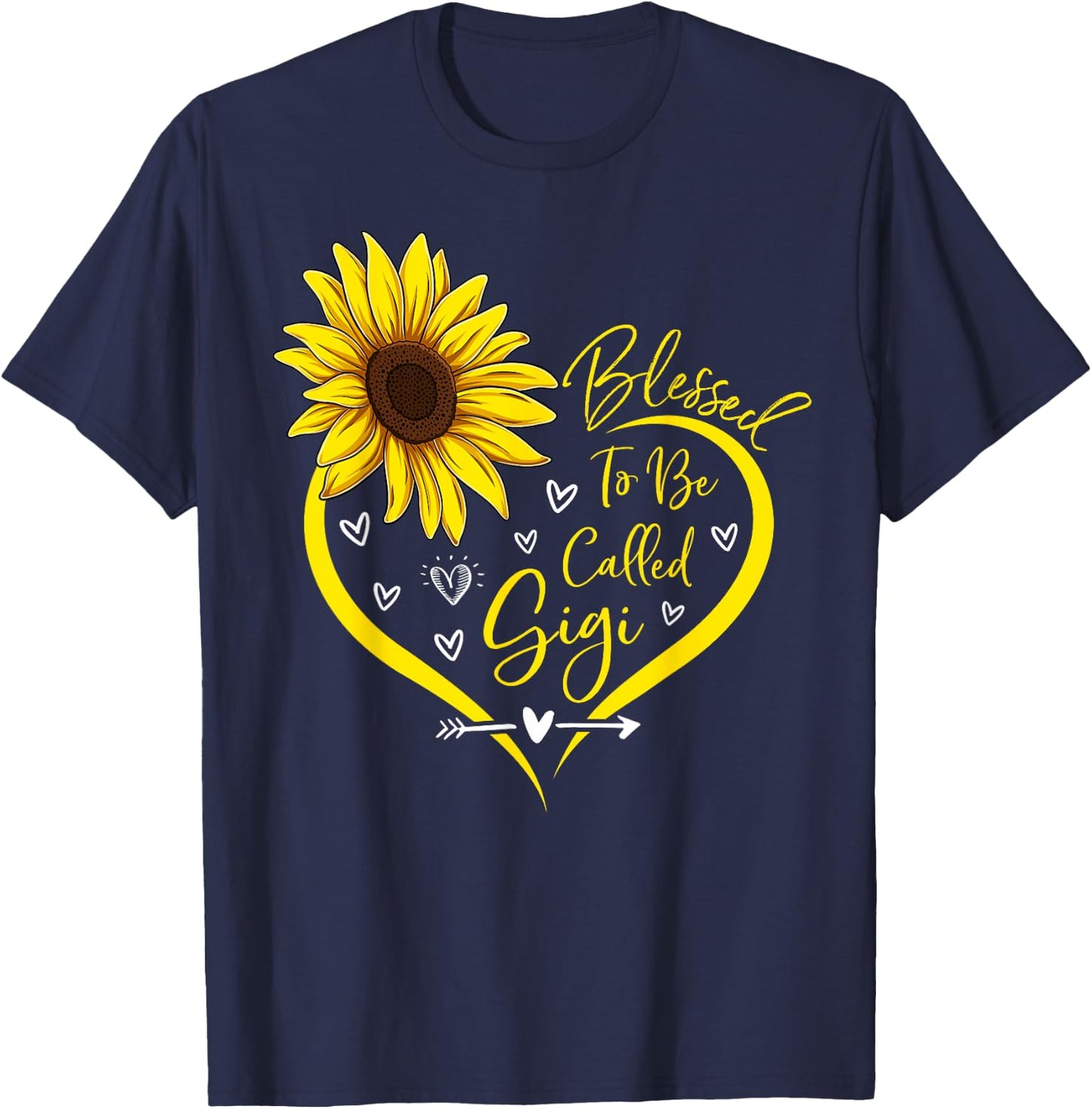 Blessed To Be Called Gigi Cute Grandma Mother's Day Heart T-Shirt - T-Shirt | Navy