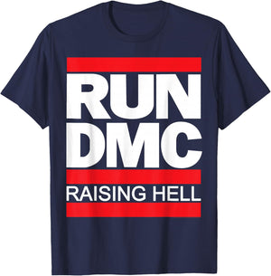Run DMC Official Logo Raising Hell T-Shirt - T-Shirt | Navy