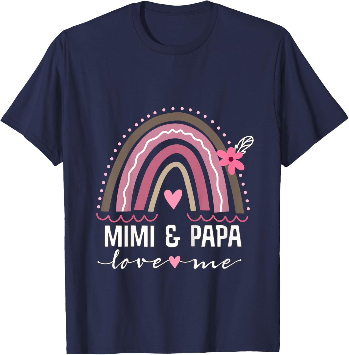 Kids Mimi and Papa Love Me Granddaughter Rainbow T-Shirt - T-Shirt | Navy