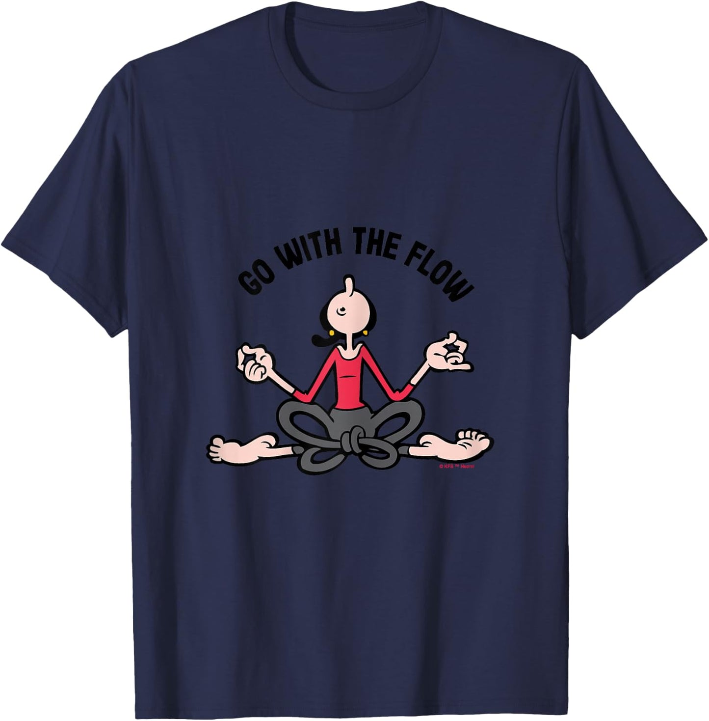 Olive Oyl "Go with the Flow" Yoga 4 Humanity Day T-Shirt - T-Shirt | Navy