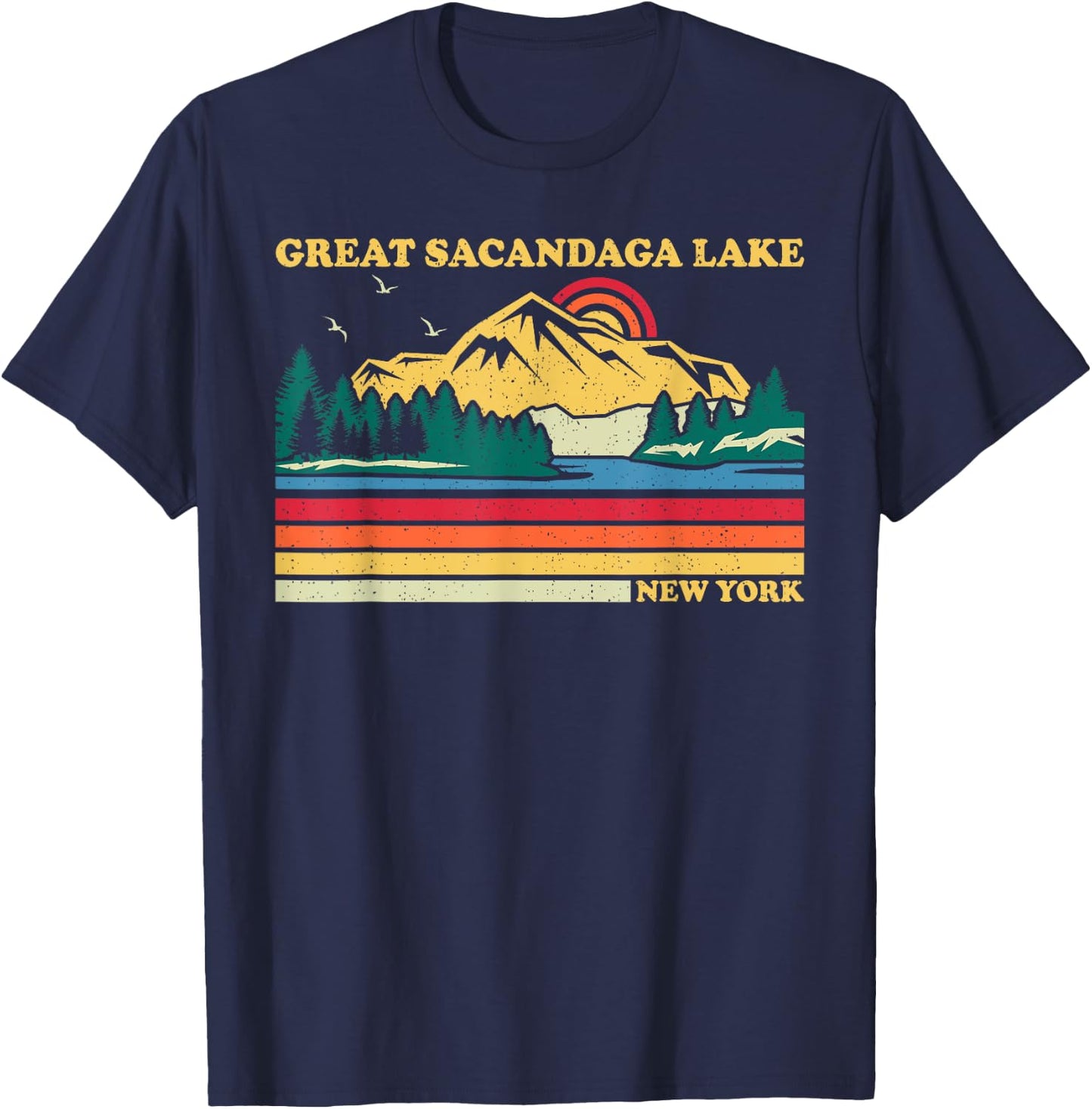 Vintage Retro Family Vacation New York Great Sacandaga Lake T-Shirt - T-Shirt | Navy