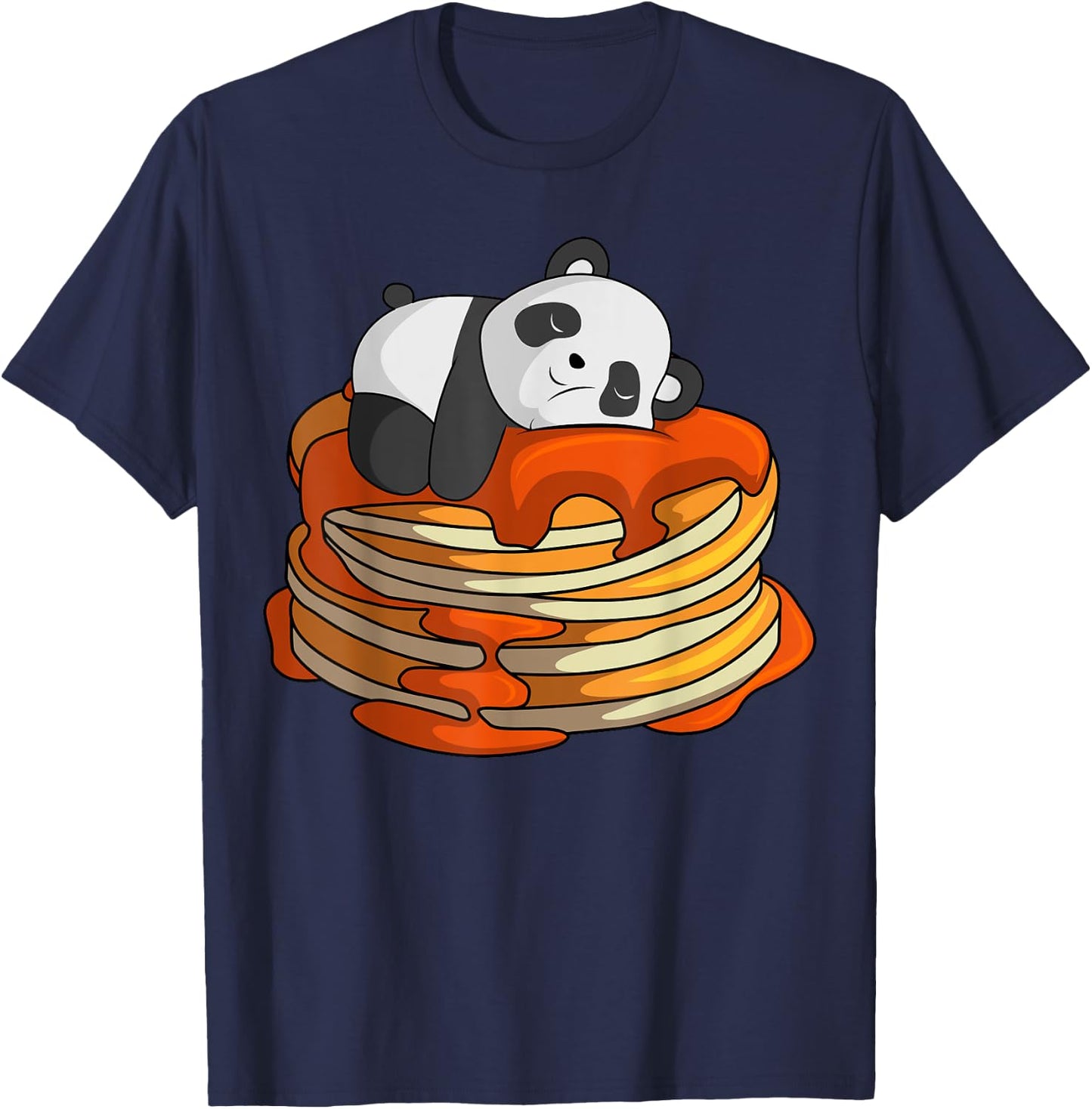 Pancakes Panda On Waffle Breakfast Flapjack Hotcake Food T-Shirt - T-Shirt | Navy