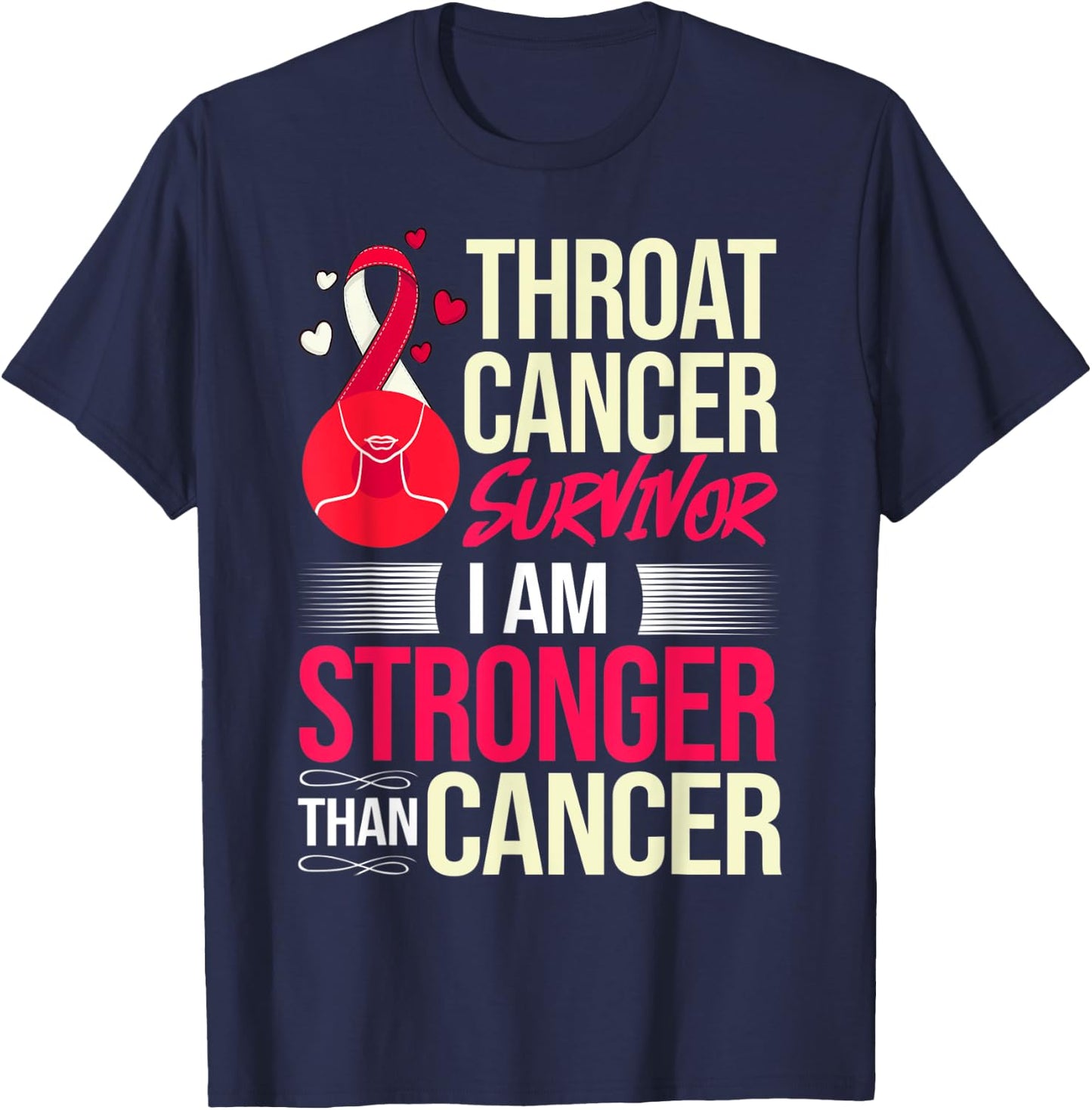 Head and Neck Throat Cancer Ribbon Survivor T-Shirt - T-Shirt | Navy