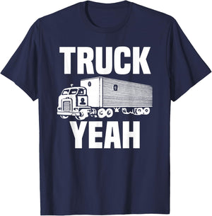 Truck Yeah Shirt Fun Vintage Cab-Over Semi Truck Driver Gift T-Shirt - T-Shirt | Navy