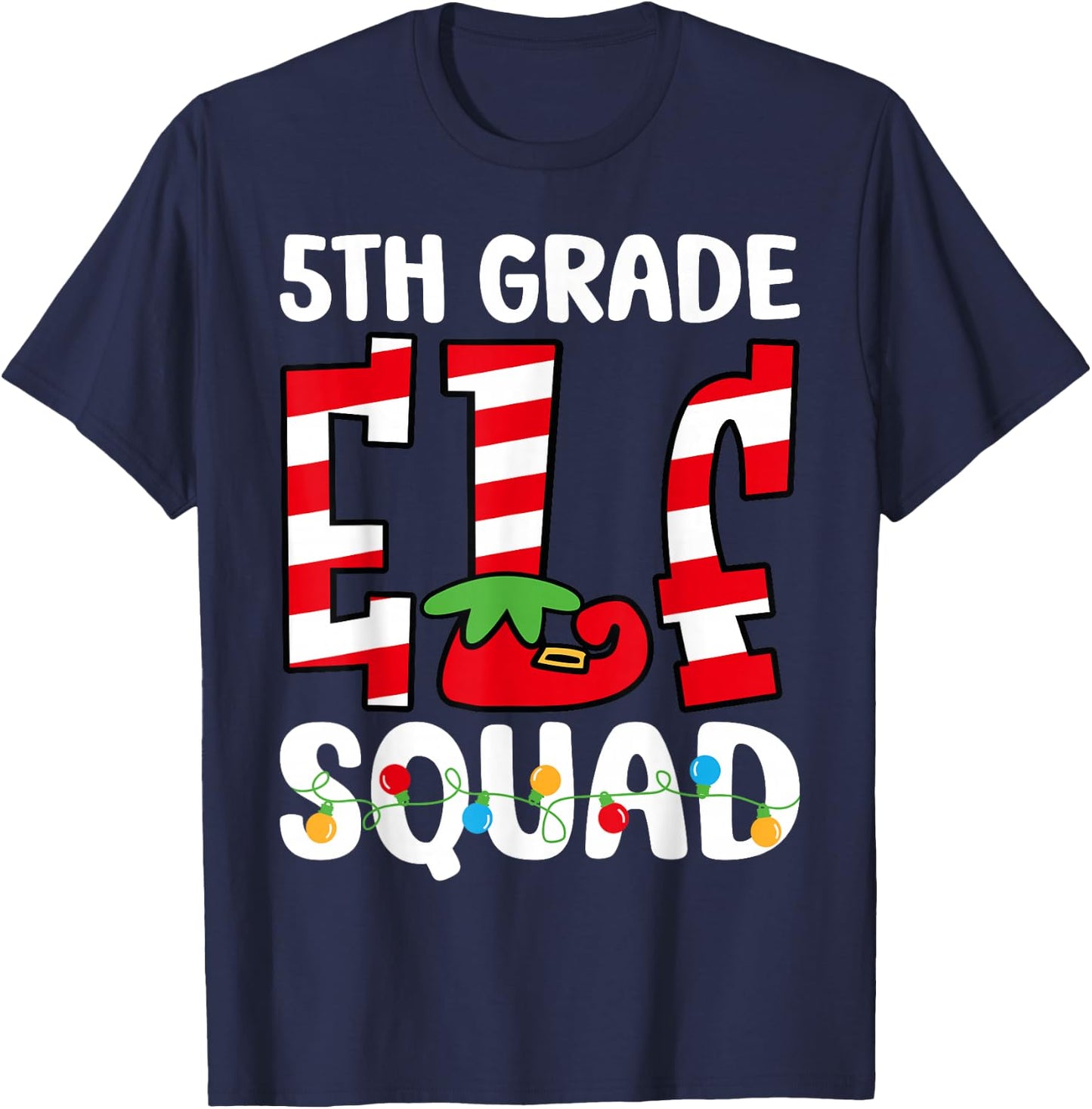 5th Grade Elf Squad Teacher Student Matching Christmas T-Shirt - T-Shirt | Navy