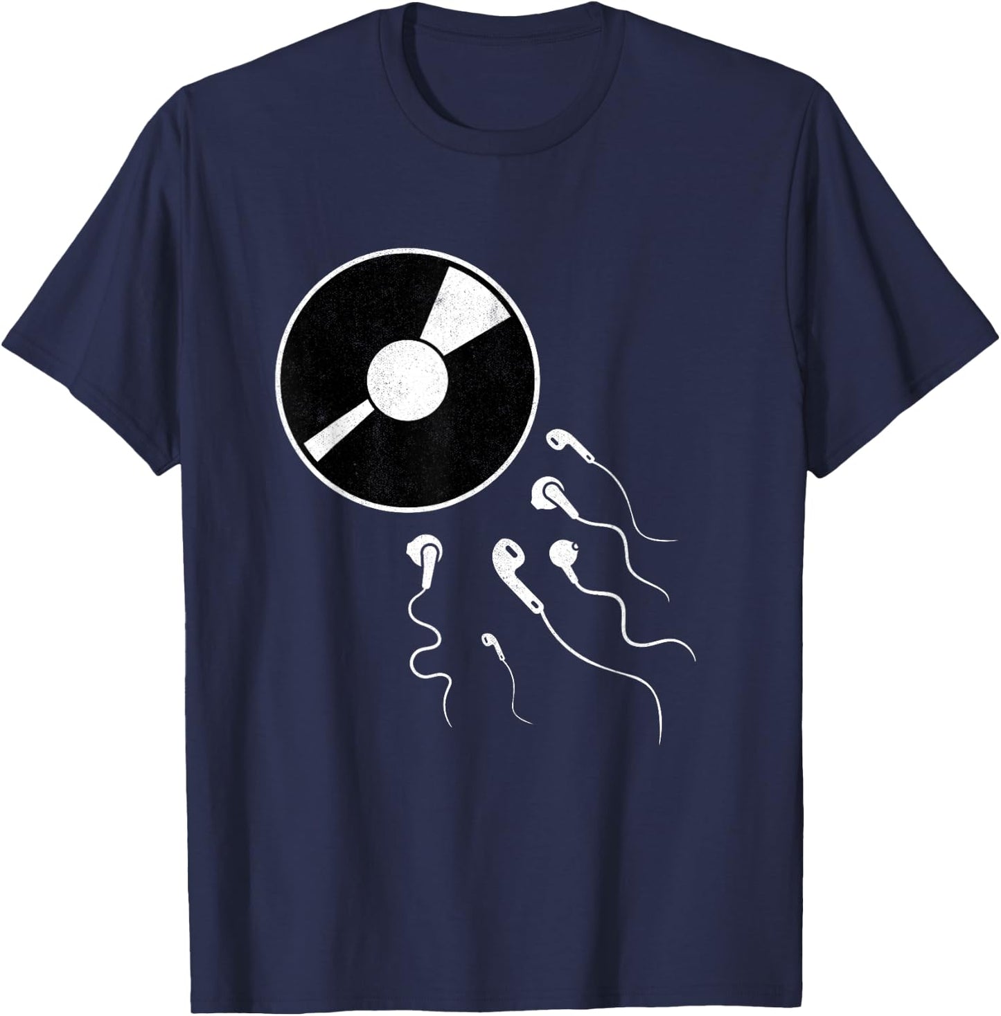 I Love Vinyl Records Funny Headphone LP Collector DJ T-Shirt - T-Shirt | Navy