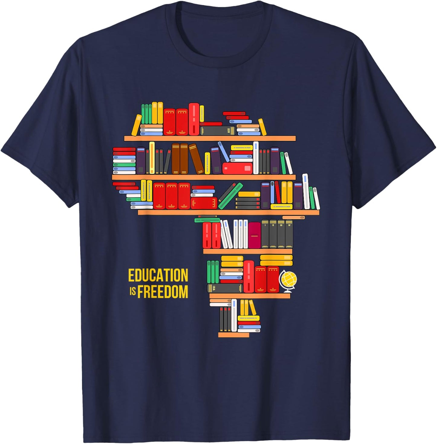 Africa Education Is Freedom Library Book T-Shirt - T-Shirt | Navy