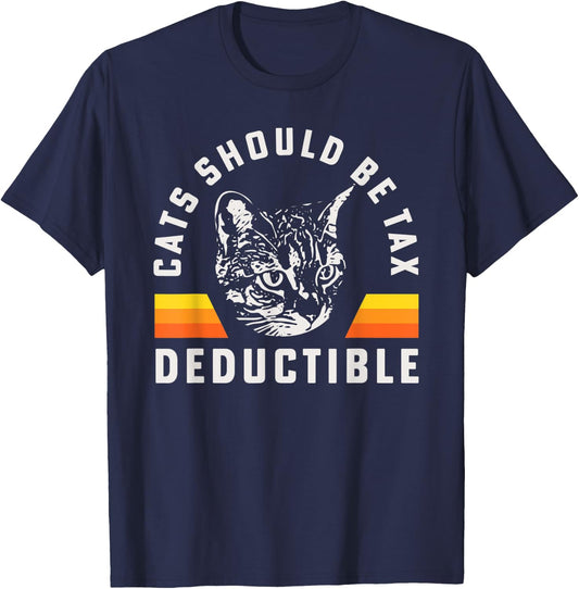 Cats Should Be Tax Deductible Tabby Cat Maine Coon Mom Men Women Kids T-Shirt - T-Shirt | Navy
