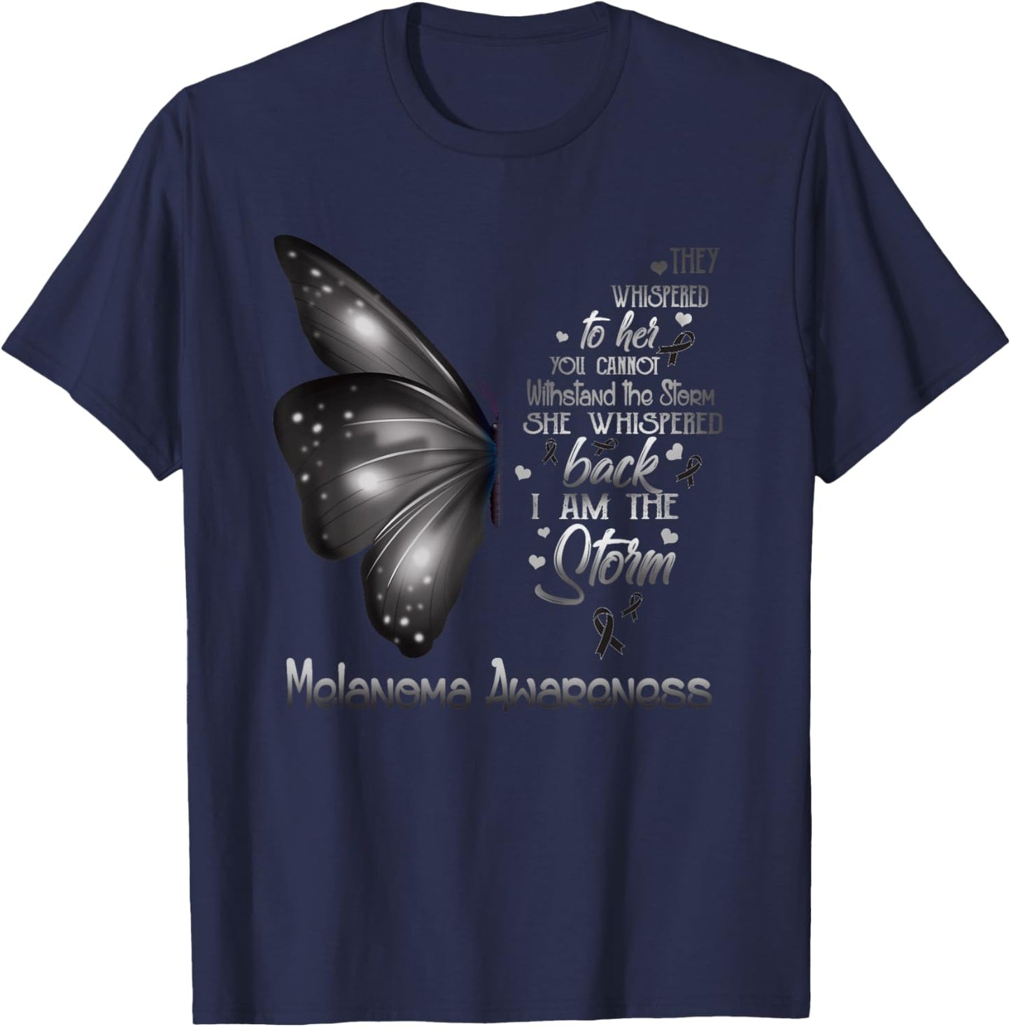 I am the storm Melanoma Awareness Butterfly T-Shirt - T-Shirt | Navy