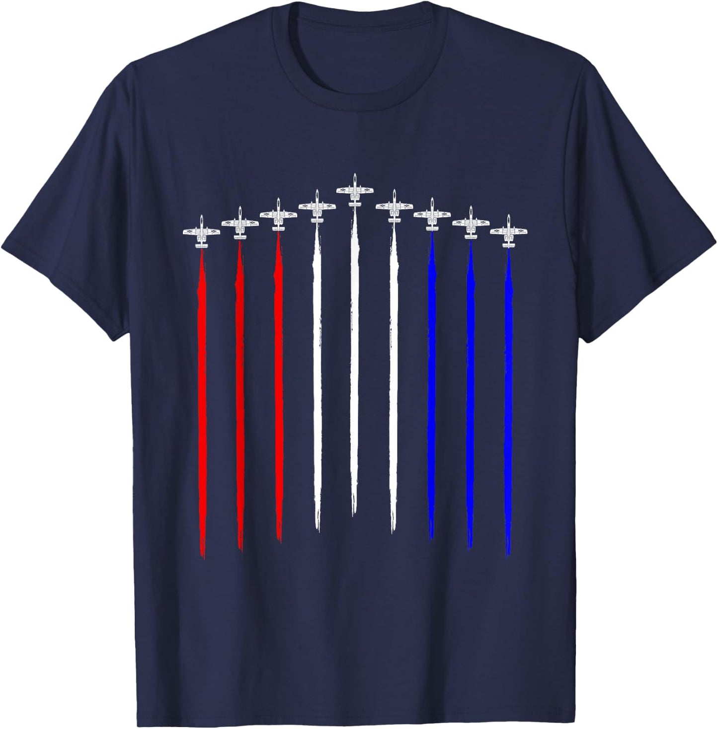 Vintage A-10 Warthog Airplane Schematic US Flag Contrails T-Shirt - T-Shirt | Navy