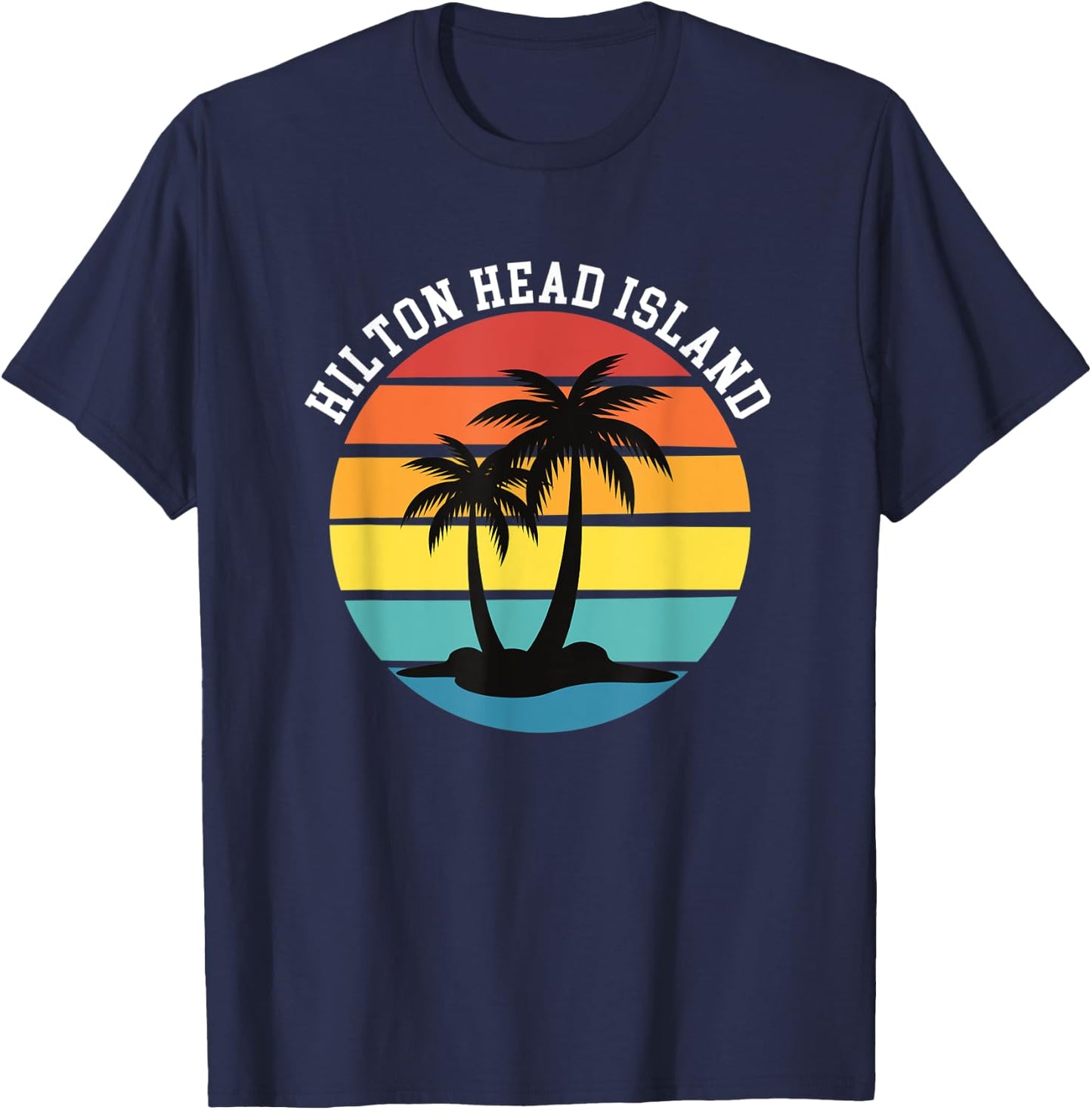 Hilton Head Island Palm Trees Silhouette Sunset T-Shirt - T-Shirt | Navy