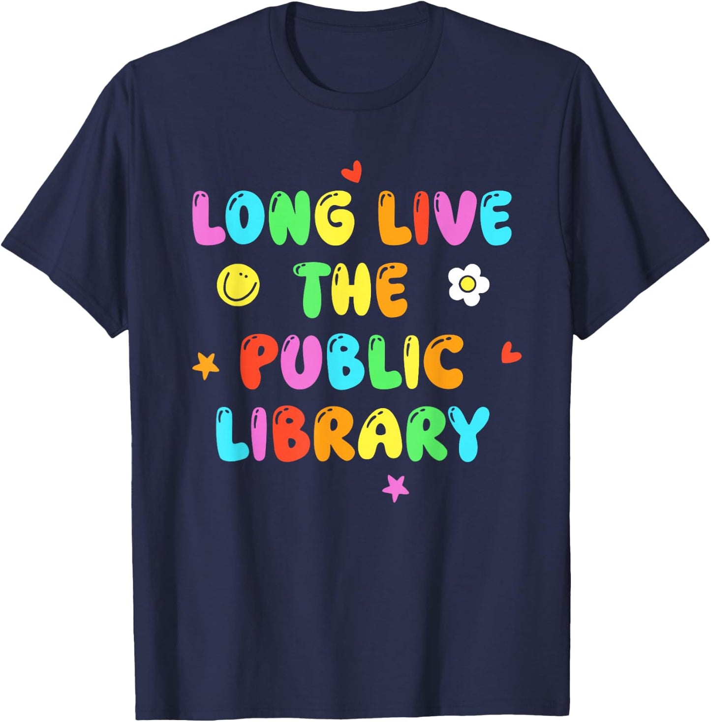 Long Live The Public Library Bookish Design T-Shirt - T-Shirt | Navy