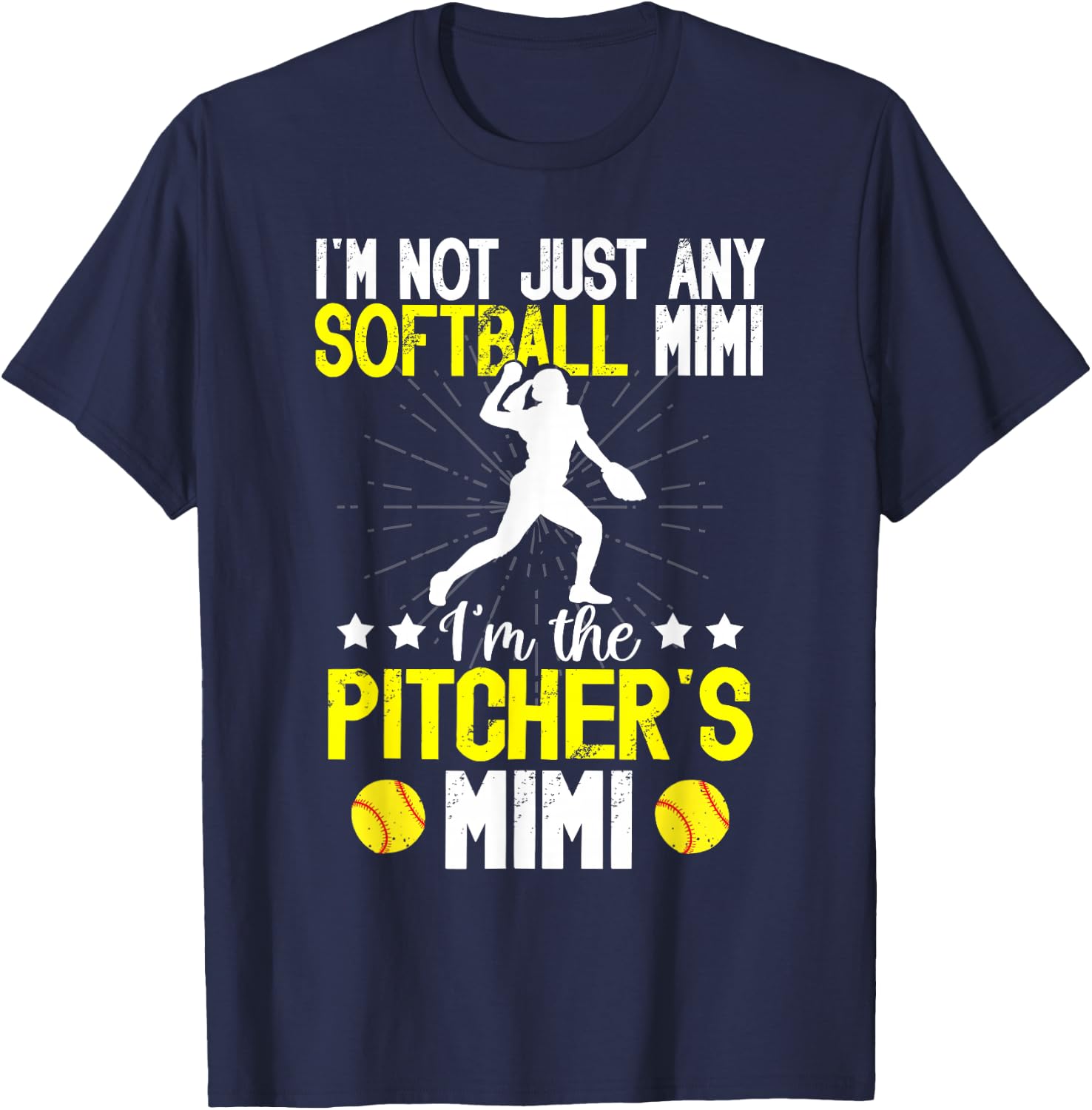 I'm The Softball Pitcher Mimi Of A Softball Pitcher T-Shirt - T-Shirt | Navy