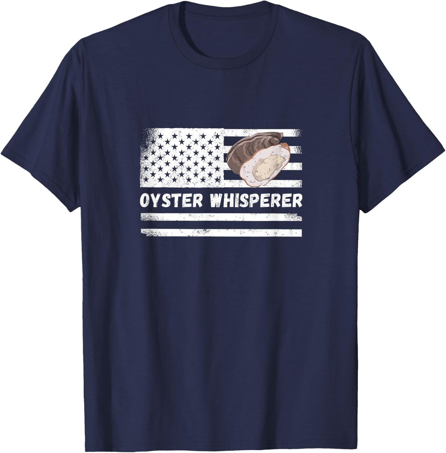Oyster Whisperer USA America Flag Vintage Oyster Shucking T-Shirt - T-Shirt | Navy