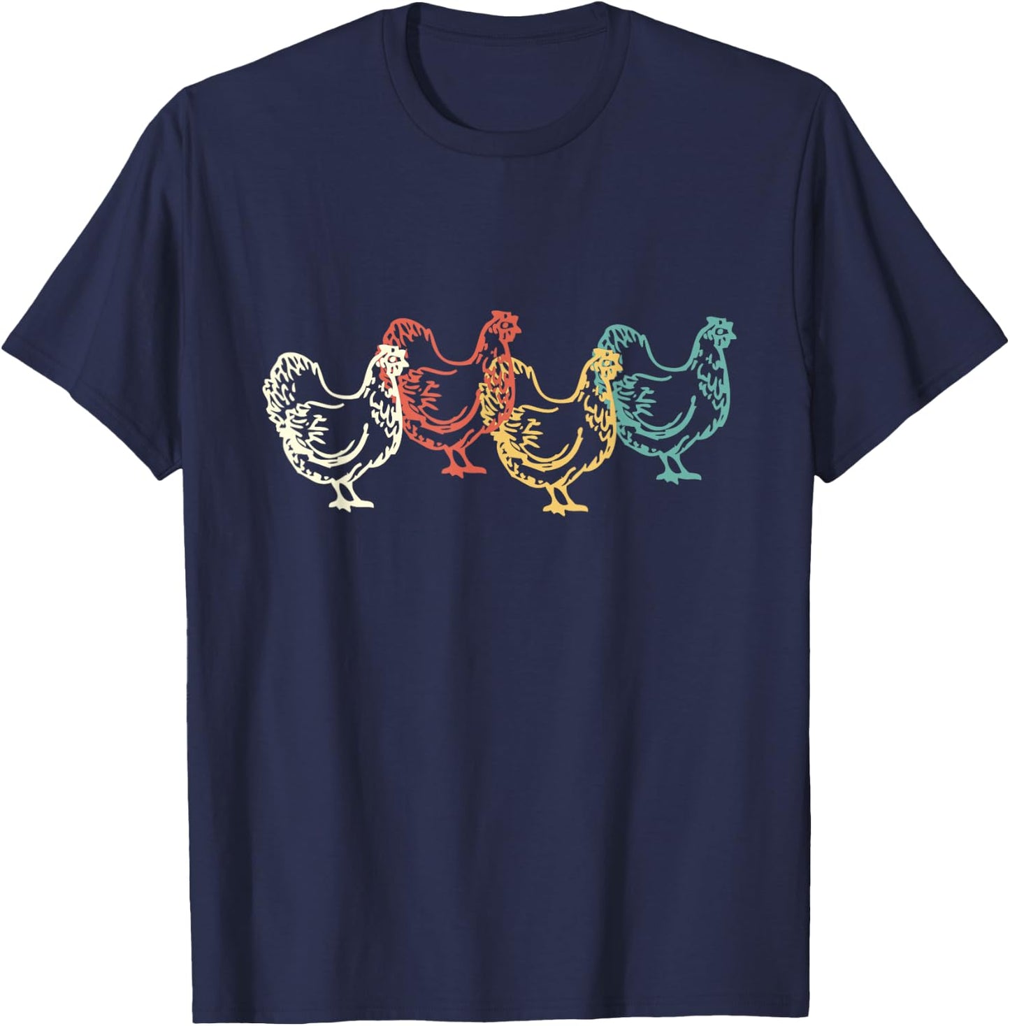Chicken Vintage T Shirt Funny Poultry Farmer Gifts Man W T-Shirt - T-Shirt | Navy