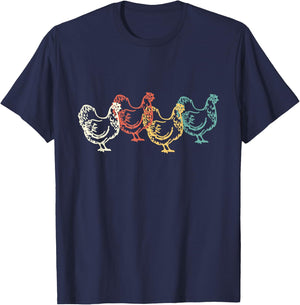 Chicken Vintage T Shirt Funny Poultry Farmer Gifts Man W T-Shirt - T-Shirt | Navy