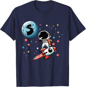 Kids 5th Birthday Astronaut Dab Rocket 5 Year Old Bday Boys Kids T-Shirt - T-Shirt | Navy