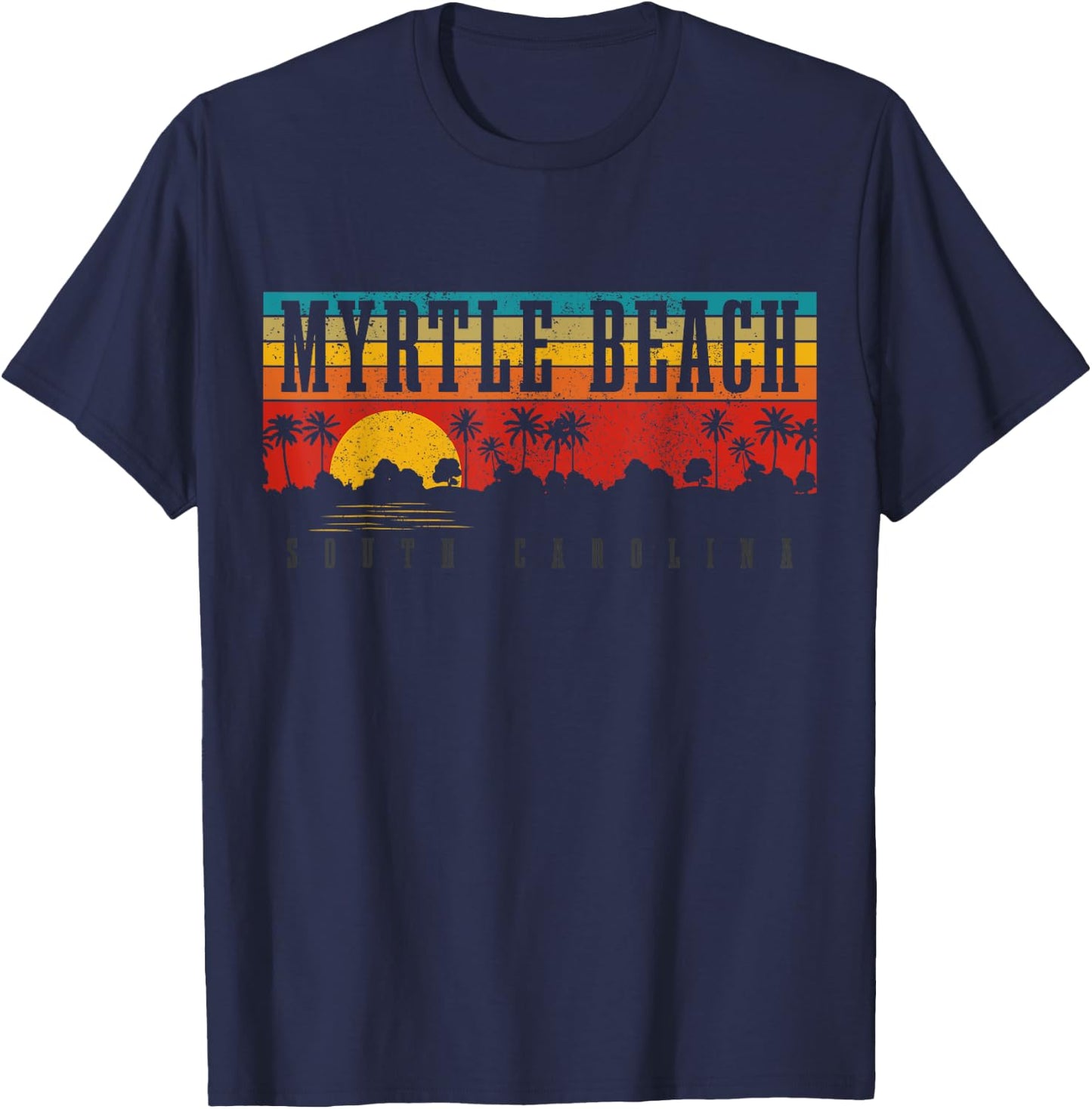 Myrtle Beach South Carolina Vintage Retro Surfing T-Shirt - T-Shirt | Navy