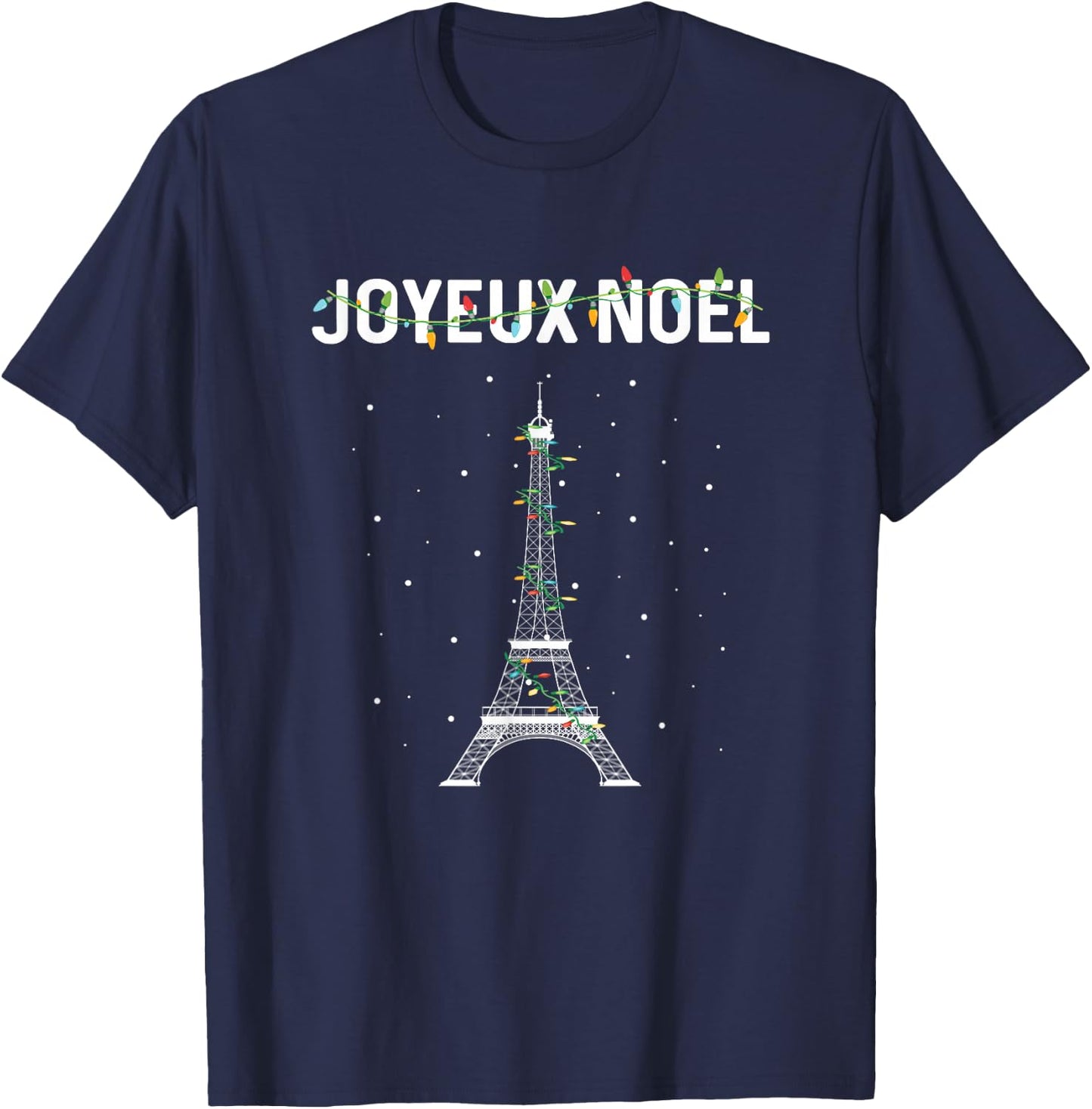 Joyeux Noel French Paris Eiffel Tower Christmas T-Shirt - T-Shirt | Navy