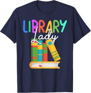 Librarian Library Lady Reading Bookworm Books Lover T-Shirt - T-Shirt | Navy
