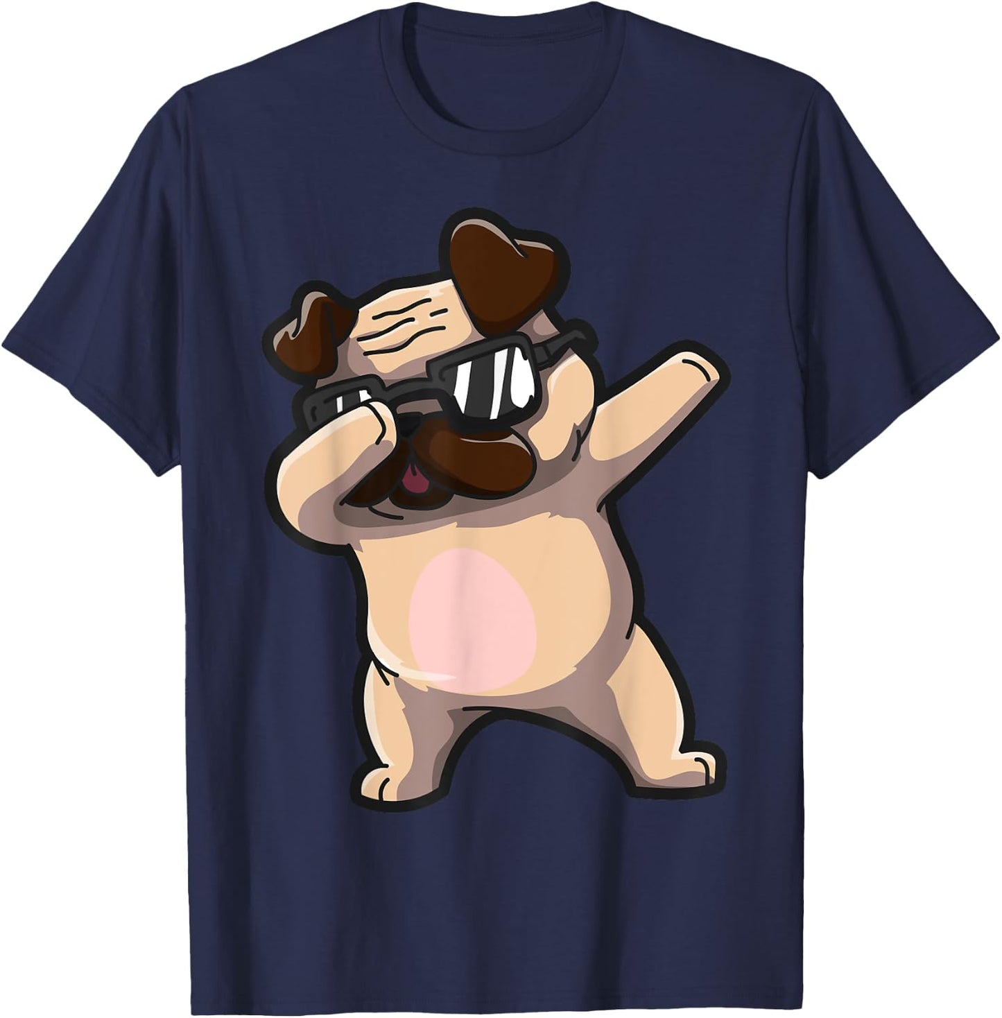 Dabbing Pug Lover Owner Funny Pet T-Shirt - T-Shirt | Navy