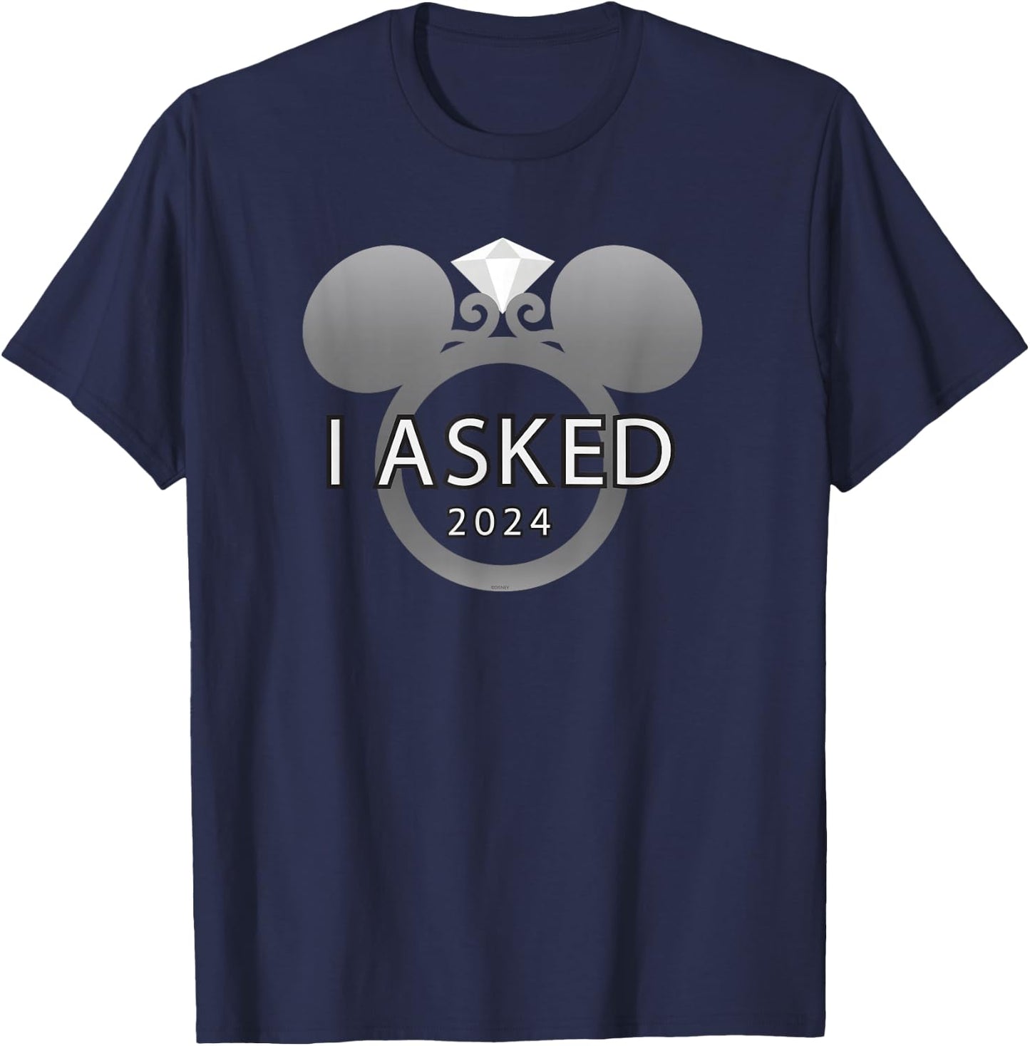 Disney I Asked 2024 Engagement Ring Proposal Mickey T-Shirt - T-Shirt | Navy