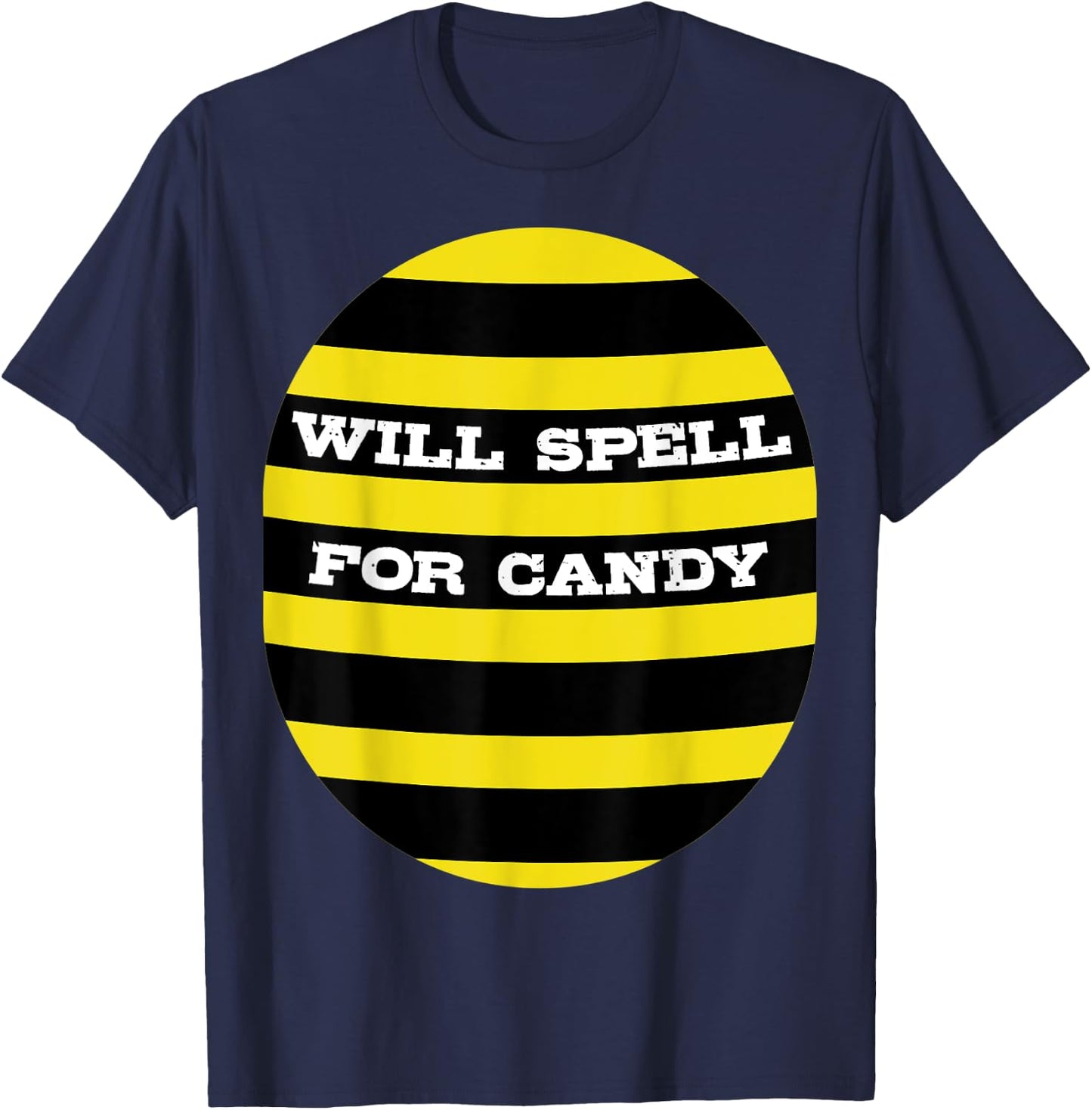 Kids Spelling Bee Halloween Costume "Will Spell For Candy" T-Shirt - T-Shirt | Navy