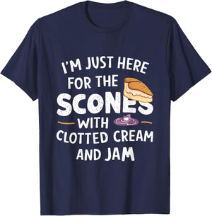 I'm Just Here For The Scones With Clotted Cream and Jam T-Shirt - T-Shirt | Navy