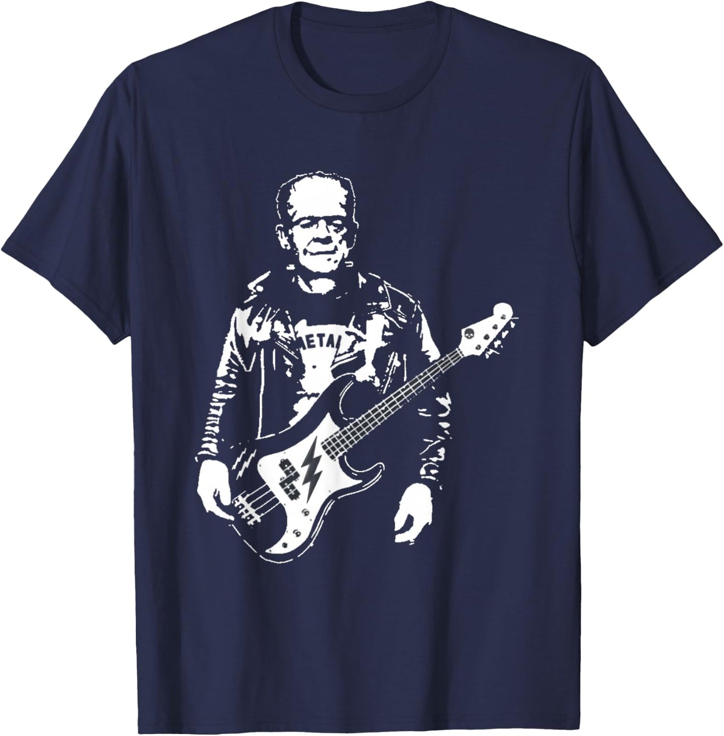 Music Lover Guitar Player Frankenstein Rocker T-Shirt - T-Shirt | Navy