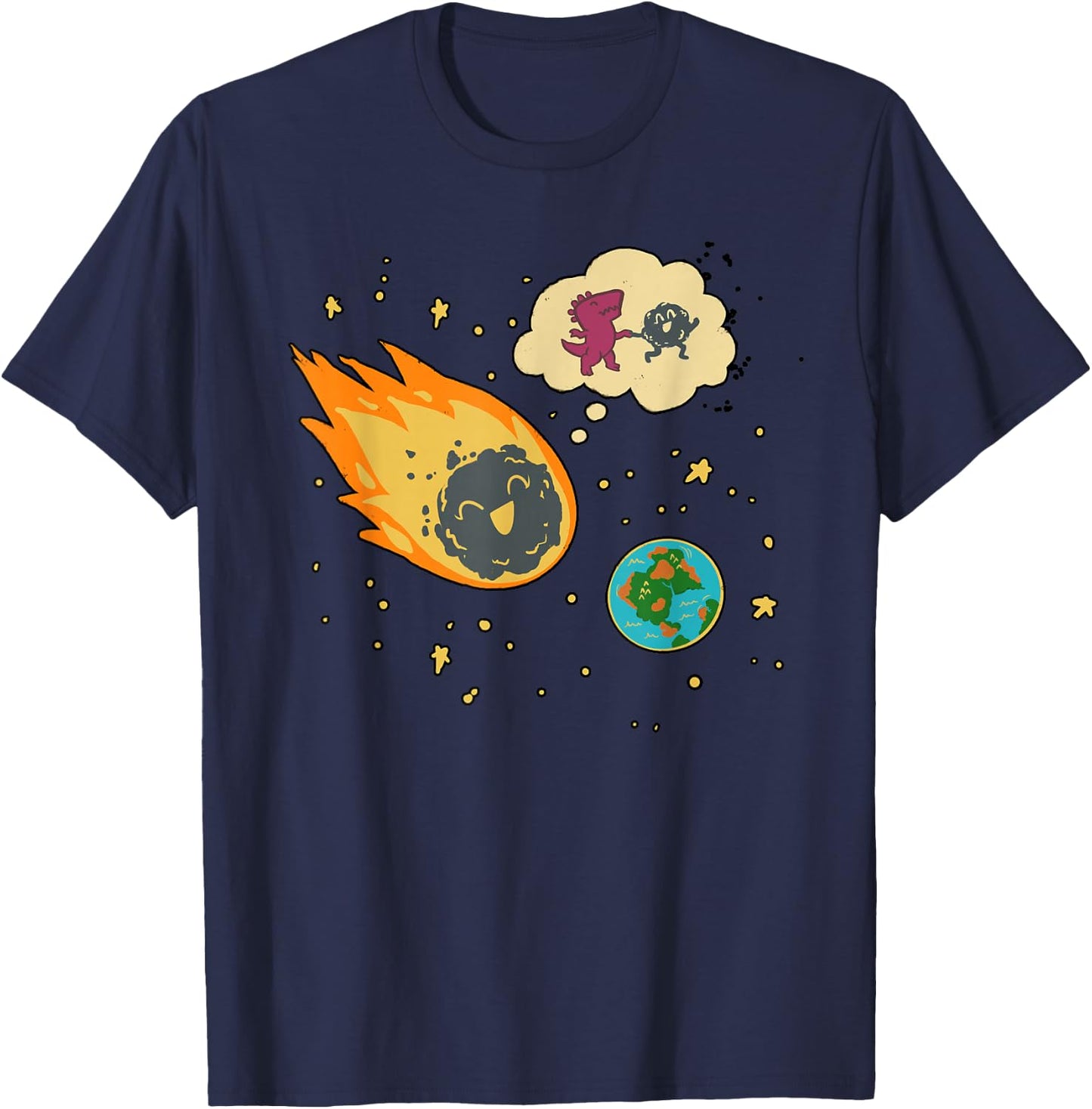 Meteor Hitting Earth - Funny Dinosaur Extinction Science T-Shirt - T-Shirt | Navy