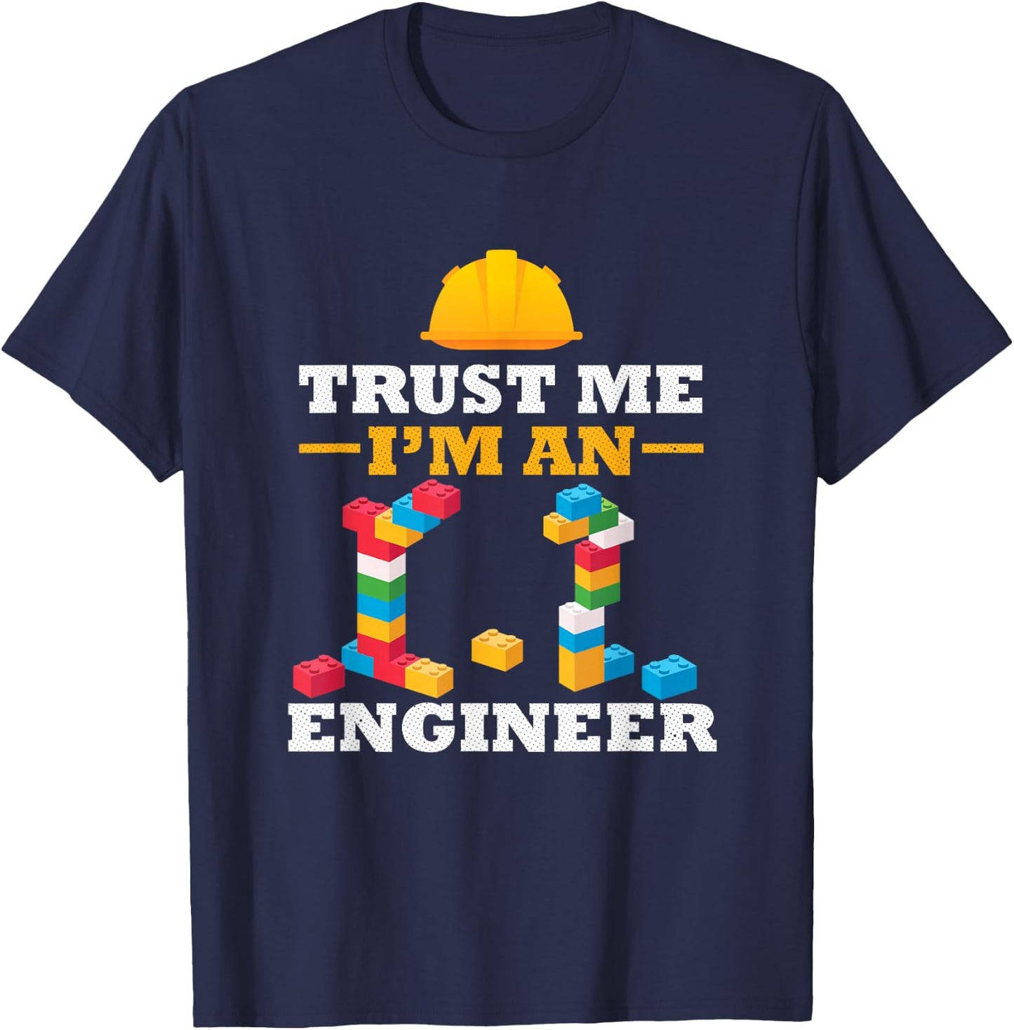 Engineer Master Builder Construction Building Bricks Blocks T-Shirt - T-Shirt | Navy