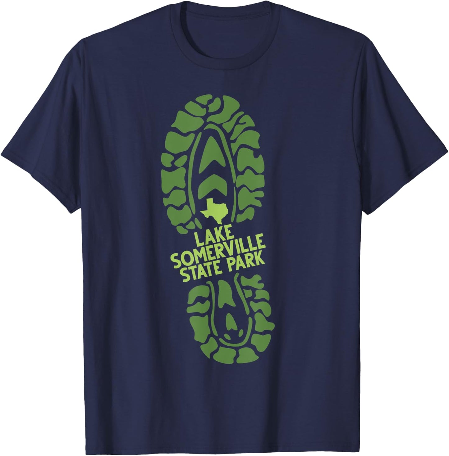Lake Somerville State Park Texas TX Hiking Boot Print T-Shirt - T-Shirt | Navy