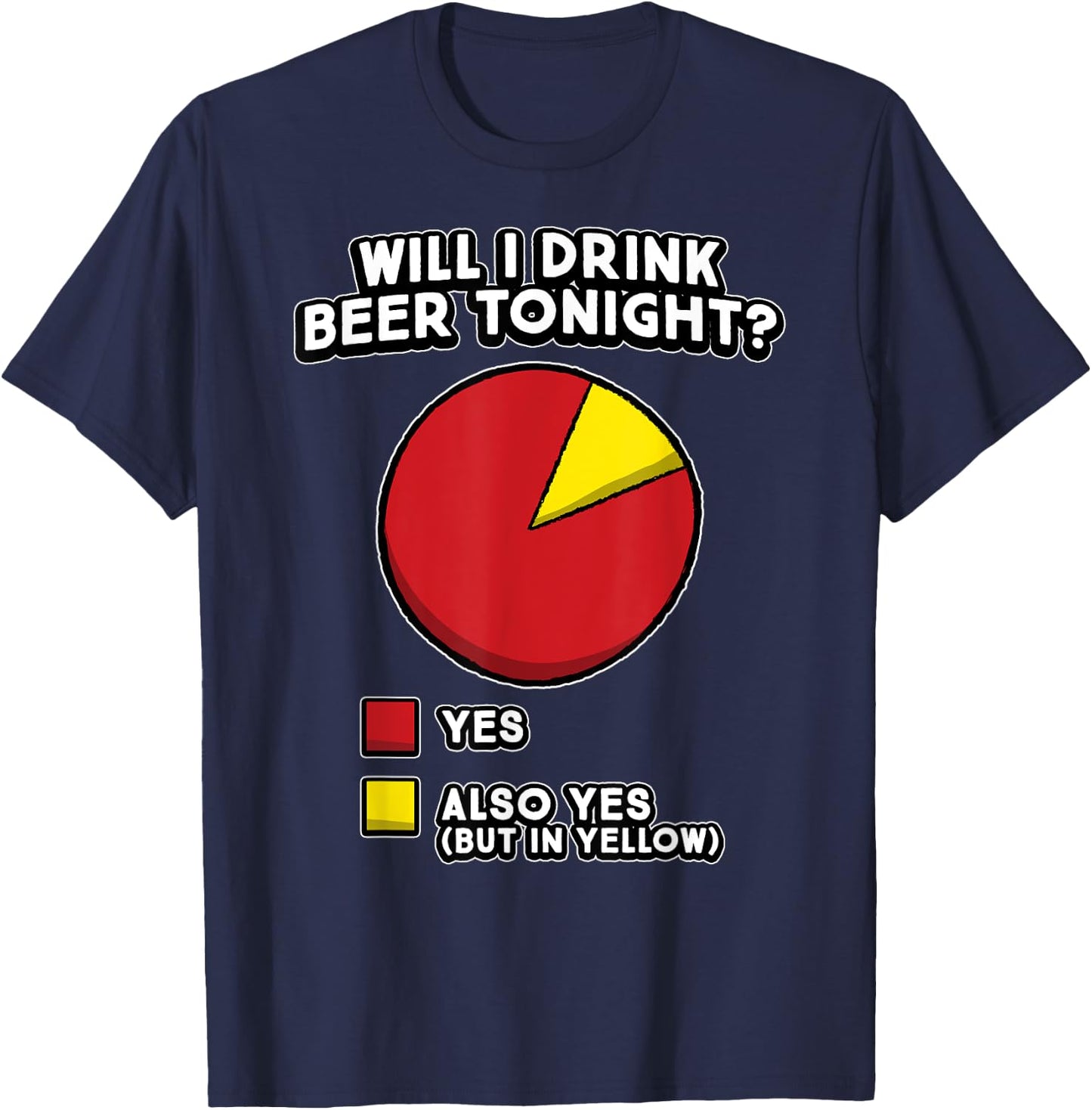 Funny Beer Drinker Quote - Will I Drink Beer Tonight? YES T-Shirt - T-Shirt | Navy