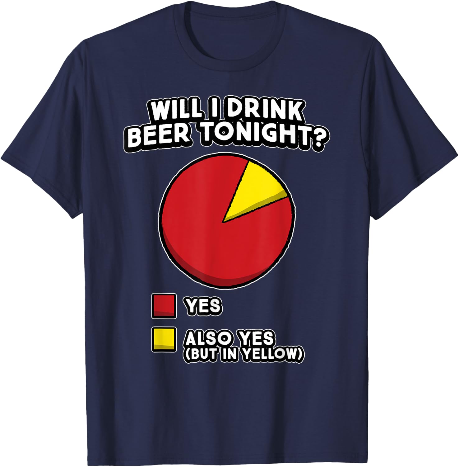 Funny Beer Drinker Quote - Will I Drink Beer Tonight? YES T-Shirt - T-Shirt | Navy