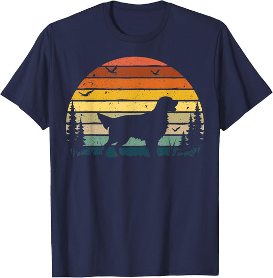 Flat-coated Retriever Dog Retro Vintage Men Women T-Shirt - T-Shirt | Navy