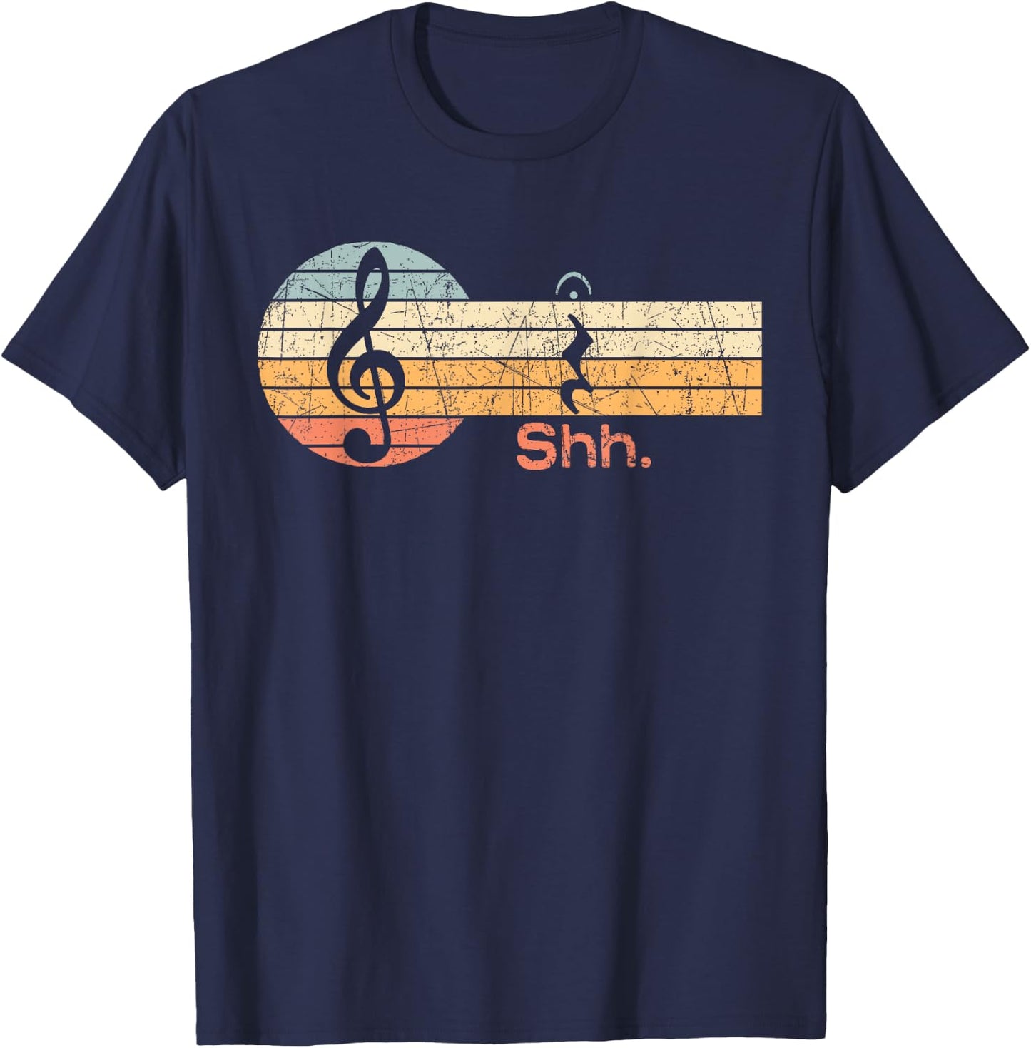Funny Music Shh Quarter Rest and Fermata Notation Musician T-Shirt - T-Shirt | Navy