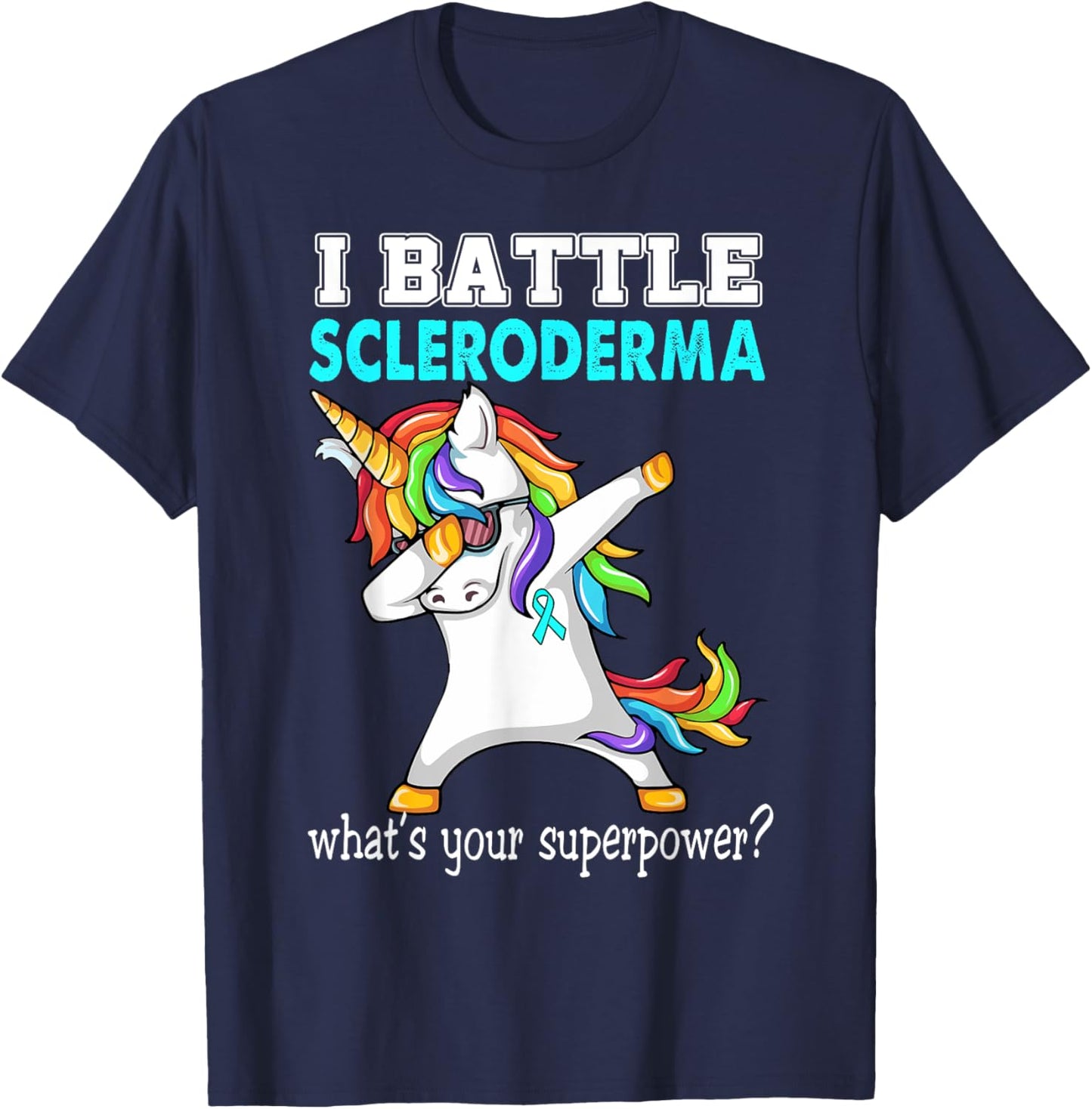 Unicorn I Battle Scleroderma Awareness T-Shirt - T-Shirt | Navy