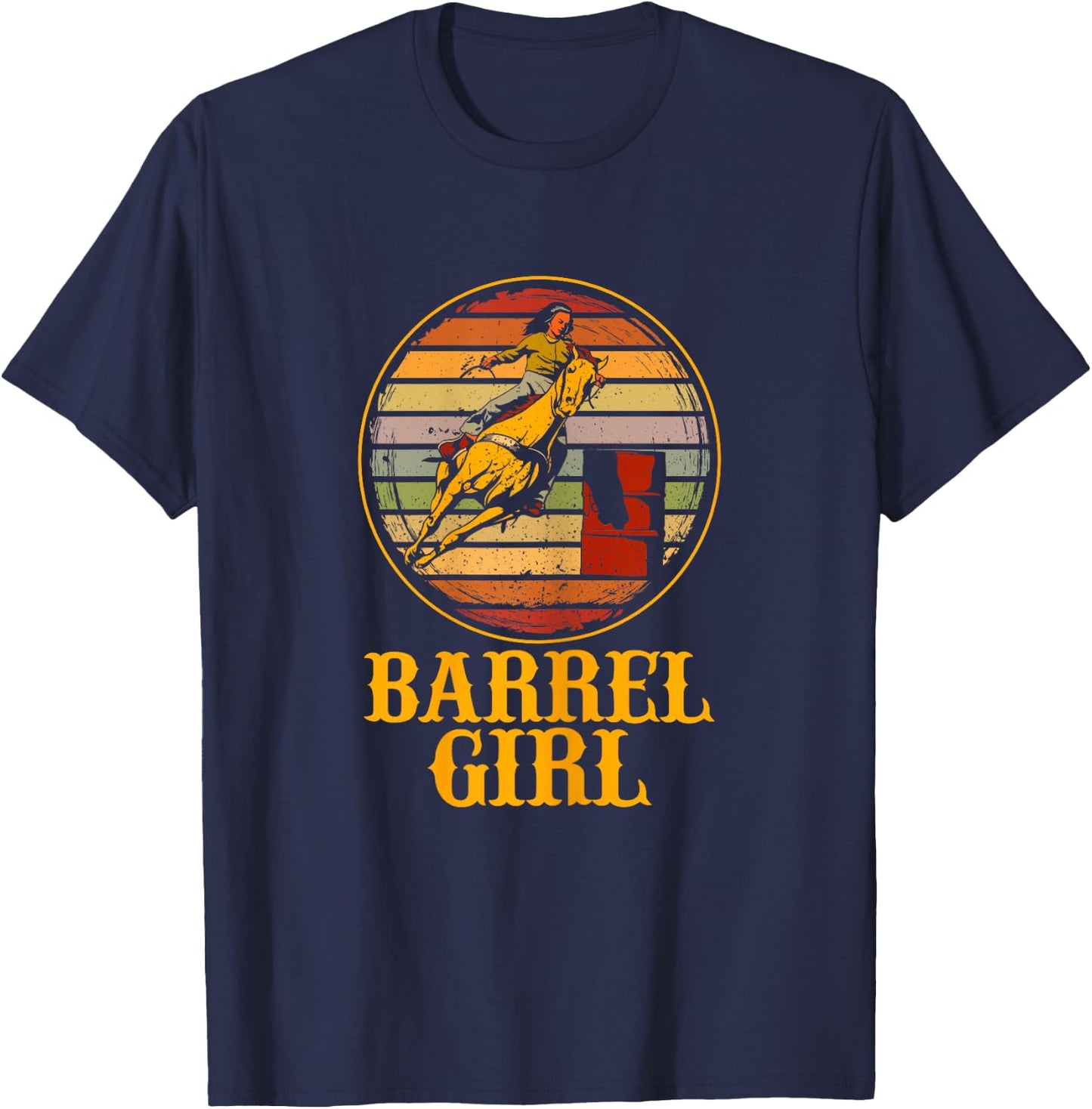 Arrel Racing Horse Riding Texas Rodeo Barrel Girl T-Shirt - T-Shirt | Navy
