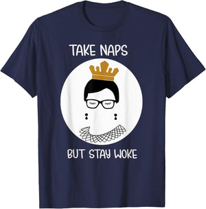 Take Naps But Stay-Woke Gift T-Shirt - T-Shirt | Navy