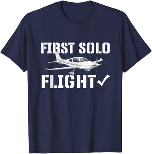 First Solo Flight - Airline Pilot Aviation Aircraft Lover T-Shirt - T-Shirt | Navy