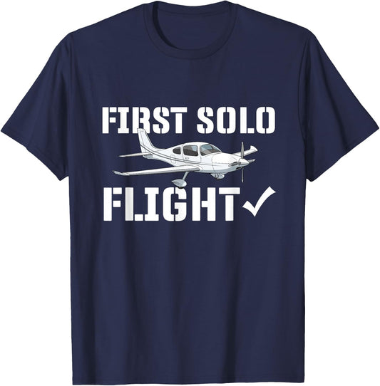 First Solo Flight - Airline Pilot Aviation Aircraft Lover T-Shirt - T-Shirt | Navy
