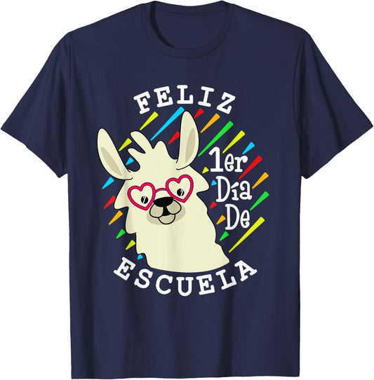 Feliz 1er Dia De Escuela - 1st Day Of School Spanish Teacher T-Shirt - T-Shirt | Navy