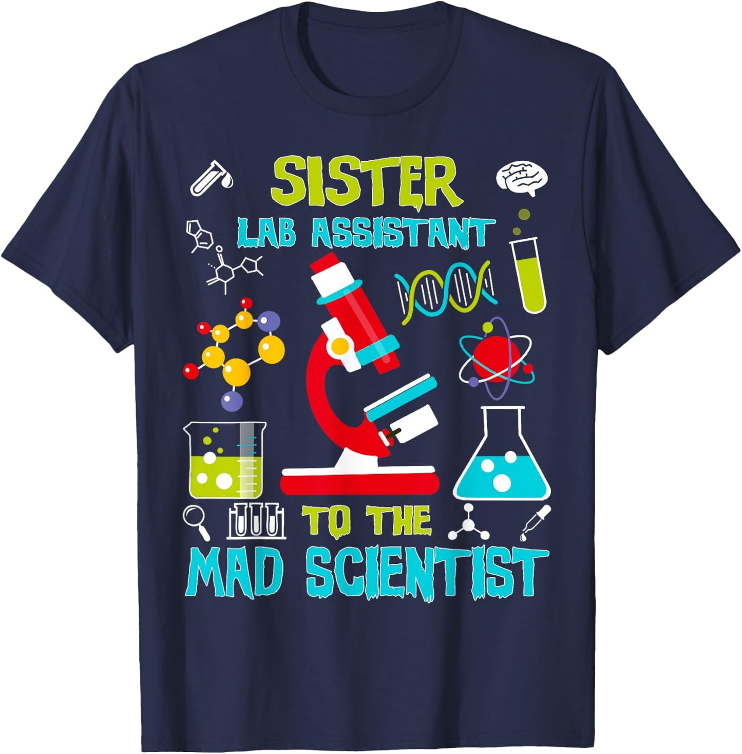 Sister Lab Assistant Mad Scientist Party Birthday T-Shirt - T-Shirt | Navy