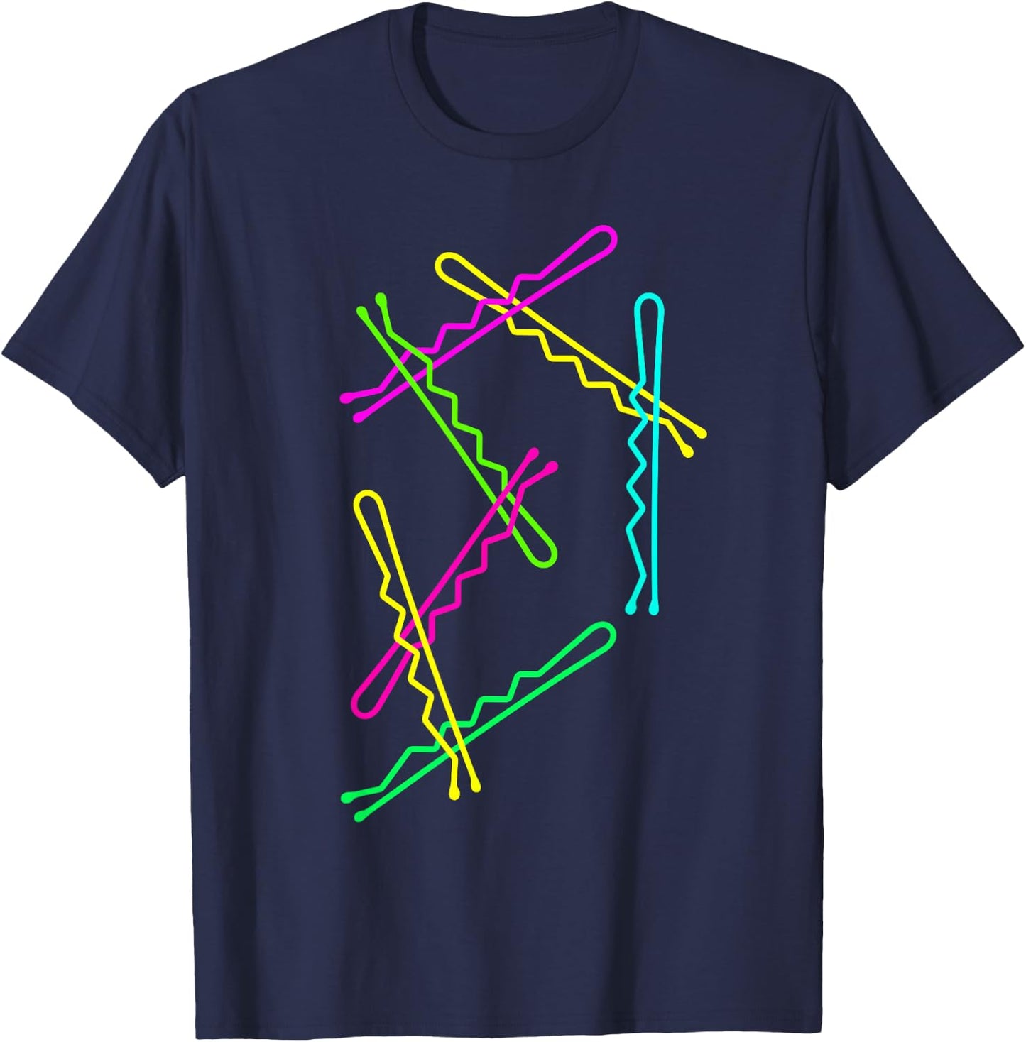 7 Colourful Bobby Pins Hair Pins - Hairdresser and Hairdresser T-Shirt - T-Shirt | Navy