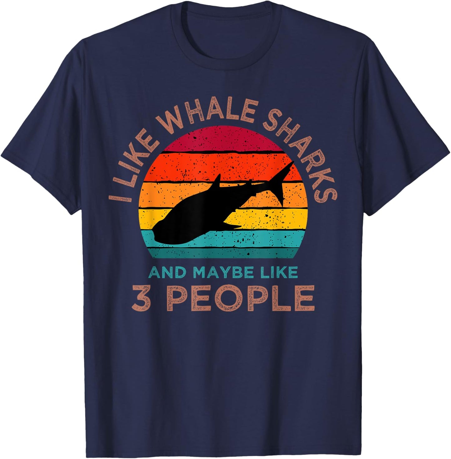 Whale Shark Lover Retro Largest Fish Colossal Sea Animal T-Shirt - T-Shirt | Navy