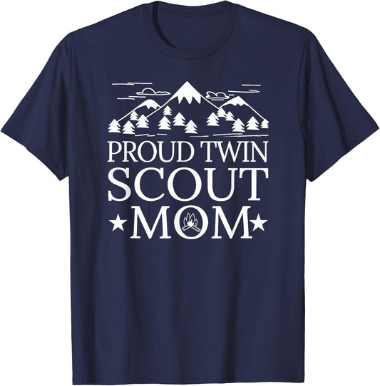 Proud Twin Scout Mom Funny Gift T-Shirt - T-Shirt | Navy